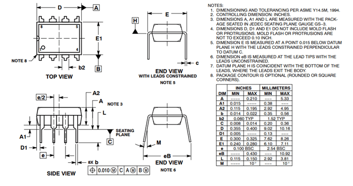 LM358 Mechanical Dimensions