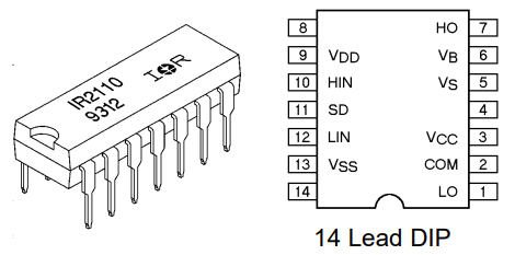 IR2110 Pin Configuration and Pin Functions